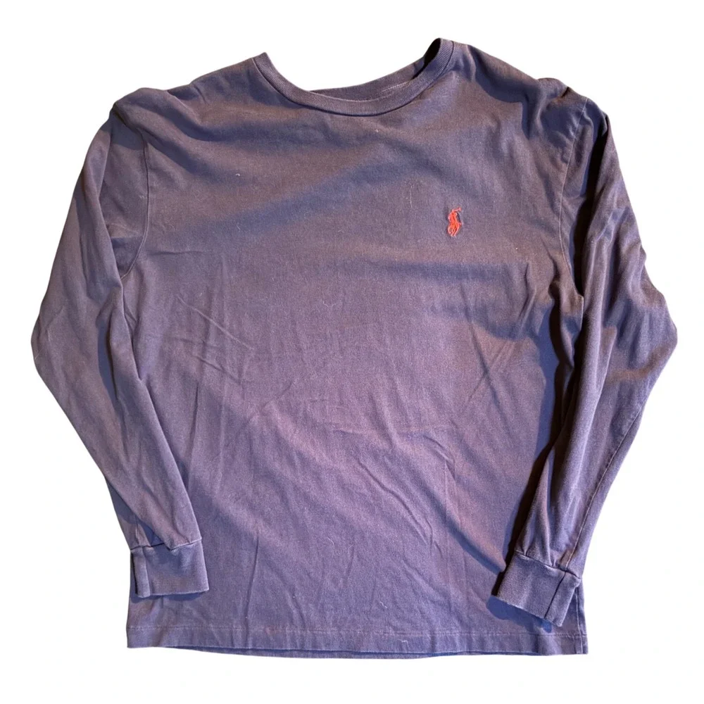 Polo Ralph Lauren Long Sleeve T-Shirt Mens Small Navy Blue Red Pony Logo Cotton